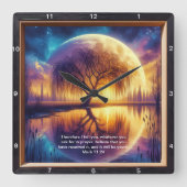 Horloge Carrée Mark 11:24 Force : Ecriture personnalisée Art (Recto)