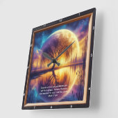 Horloge Carrée Mark 11:24 Force : Ecriture personnalisée Art (Angle)