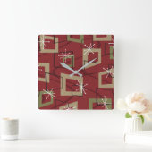 Horloge Carrée Maroon moderne du milieu du siècle (Maison)