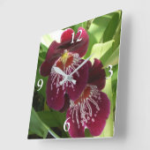 Horloge Carrée Maroon Orchids II (Angle)