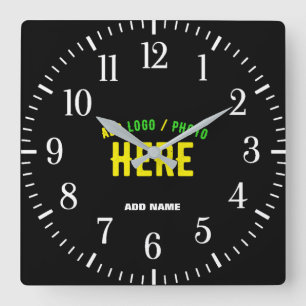 HORLOGE CARRÉE MARQUE PERSONNALISABLE NOIRE VERIFIEE DE STYLE MOD