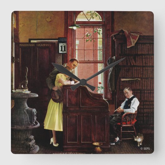 Horloge Carrée Marriage license by Norman Rockwell (Recto)