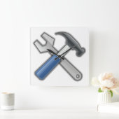 Horloge Carrée Marteau et Wrench (Maison)