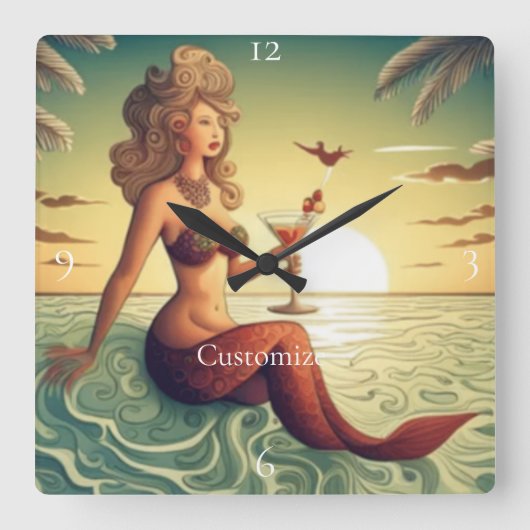 Horloge Carrée Martini Classy Mermaid Thunder_Cove (Recto)