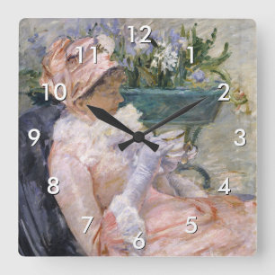 Horloge Carrée Mary Cassatt - La tasse de thé