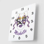 Horloge Carrée Masque (Angle)