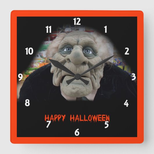 Horloge Carrée Masque de vieil homme en Arrière - plan noir (Recto)