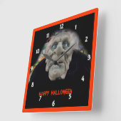 Horloge Carrée Masque de vieil homme en Arrière - plan noir (Angle)