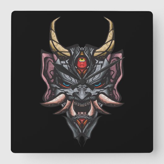 Horloge Carrée Masque Oni (Recto)