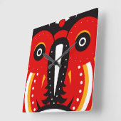 Horloge Carrée Masque tribal Tiki (Angle)