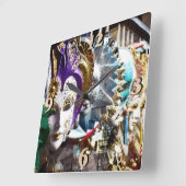 Horloge Carrée Masques vénitiens 1 (Angle)