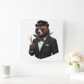 Horloge Carrée Master Barber Bear Luxury Wall Clock - Barber Shop (Maison)