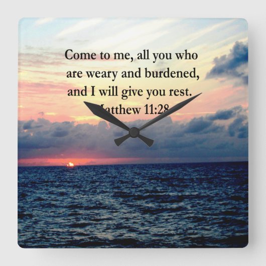 HORLOGE CARRÉE MATELAS SPIRITUELS 11:28 PHOTO DE LA SCRIPTURE DU  (Recto)