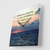 HORLOGE CARRÉE MATELAS SPIRITUELS 11:28 PHOTO DE LA SCRIPTURE DU  (Angle)