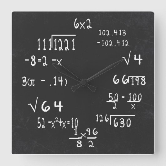Horloge Carrée Math Geek amusant (Recto)