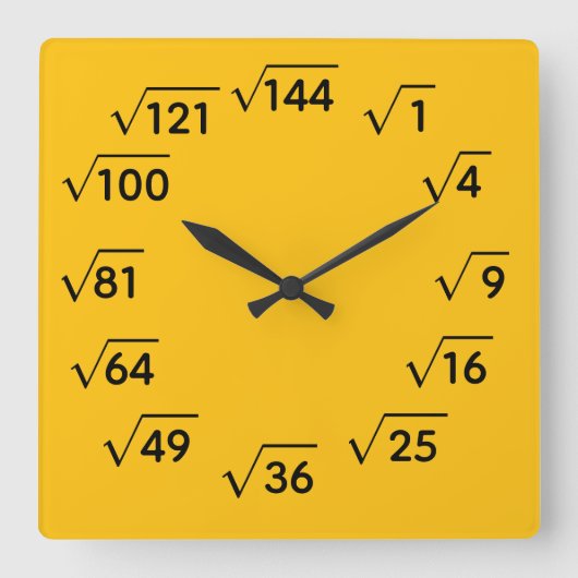 Horloge Carrée Math Square Root Wall Clock (Recto)