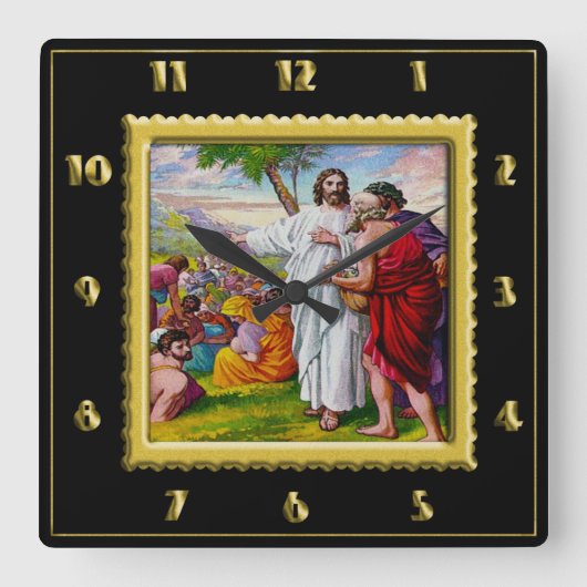 Horloge Carrée Matthew 14:13-21.Jesus Feeds 5000 Men (Recto)