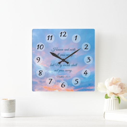 Horloge Carrée Matthieu 24:35 (Maison)