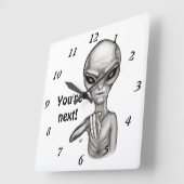 Horloge Carrée Mauvais Alien, Tu es le prochain ! (Angle)