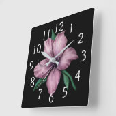 Horloge Carrée Mauve Rose Lily (Angle)
