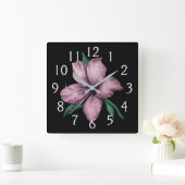 Horloge Carrée Mauve Rose Lily (Maison)