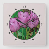HORLOGE CARRÉE "MAUVE TULIPS" (Recto)