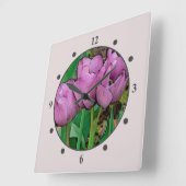 HORLOGE CARRÉE "MAUVE TULIPS" (Angle)