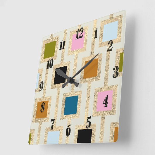 Horloge Carrée MCM Design Gold Toutes les couleurs modifiables (Angle)