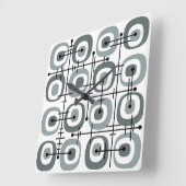 Horloge Carrée MCM gris Motif Abstrait du milieu du siècle (Angle)