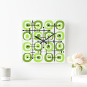 Horloge Carrée MCM Moyen-siècle Abstrait Motif Chartreuse (Maison)