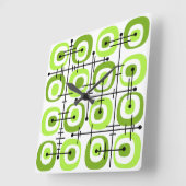 Horloge Carrée MCM Moyen-siècle Abstrait Motif Chartreuse (Angle)