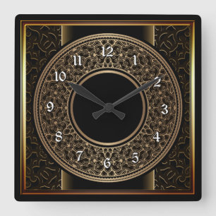 Horloge Carrée Médaillon chic d'or