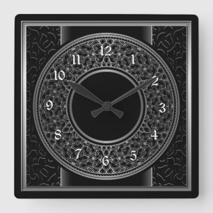 Horloge Carrée Médaillon d'argent chic