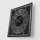 Horloge Carrée Médaillon d'argent chic (Angle)