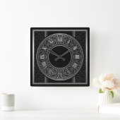 Horloge Carrée Médaillon d'argent chic 2 (Maison)