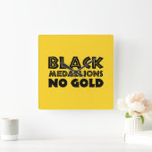 HORLOGE CARRÉE MÉDALLIONS NOIRES PAS D'OR (Maison)