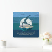 Horloge Carrée Méditation de l'enseignant de Yoga Pose Citation d (Maison)