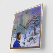 HORLOGE CARRÉE MÉDITATION D'UN CHEVALIER (Angle)