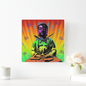 Horloge Carrée Méditer Bouddha (Maison)