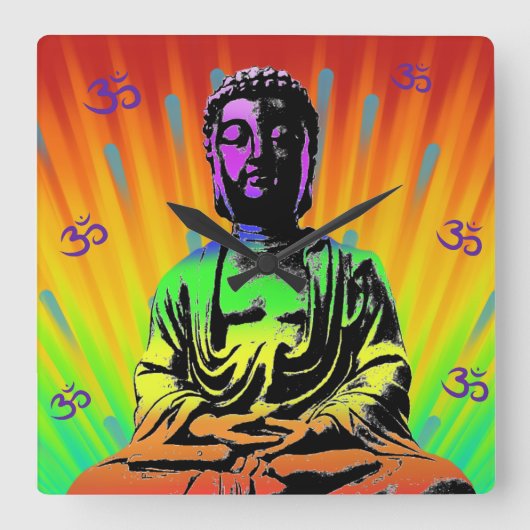 Horloge Carrée Méditer Bouddha (Recto)