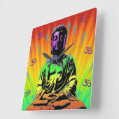 Horloge Carrée Méditer Bouddha (Angle)