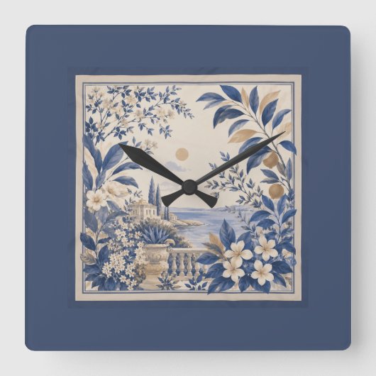 Horloge Carrée Mediterranean Botanical Wall Clock (Recto)
