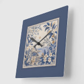 Horloge Carrée Mediterranean Botanical Wall Clock (Angle)