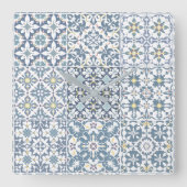 Horloge Carrée Mediterranean Tiles, Moroccan, Majolica, Azulejo (Recto)