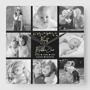 Horloge Carrée Meilleur Bubbie Ever 8 Photo Collage Parties scint