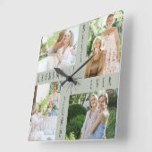 Horloge Carrée Meilleur grand-mère Ever 4 photo Collage vert (Angle)