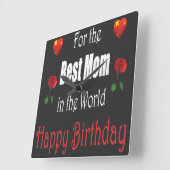 Horloge Carrée Meilleur Maman Birthday Design (Angle)