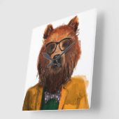 Horloge Carrée Meilleur ours habillé (Angle)