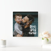 Horloge Carrée Meilleur père de Custom Photo Father's Day (Maison)