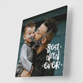 Horloge Carrée Meilleur père de Custom Photo Father's Day (Angle)